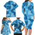 Hawaii Tapa Family Matching Long Sleeve Bodycon Dress and Hawaiian Shirt Hibiscus Mix Hawaiian Quilt Patches - Blue LT7 - Polynesian Pride