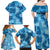 Hawaii Tapa Family Matching Off Shoulder Maxi Dress and Hawaiian Shirt Hibiscus Mix Hawaiian Quilt Patches - Blue LT7 - Polynesian Pride