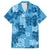 Hawaii Tapa Family Matching Puletasi Dress and Hawaiian Shirt Hibiscus Mix Hawaiian Quilt Patches - Blue LT7 Dad's Shirt - Short Sleeve Blue - Polynesian Pride