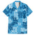 Hawaii Tapa Family Matching Short Sleeve Bodycon Dress and Hawaiian Shirt Hibiscus Mix Hawaiian Quilt Patches - Blue LT7 Dad's Shirt - Short Sleeve Blue - Polynesian Pride