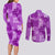 Hawaii Tapa Couples Matching Long Sleeve Bodycon Dress and Long Sleeve Button Shirt Hibiscus Mix Hawaiian Quilt Patches - Violet LT7 - Polynesian Pride