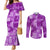 Hawaii Tapa Couples Matching Mermaid Dress and Long Sleeve Button Shirt Hibiscus Mix Hawaiian Quilt Patches - Violet LT7 Violet - Polynesian Pride