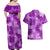 Hawaii Tapa Couples Matching Off Shoulder Maxi Dress and Hawaiian Shirt Hibiscus Mix Hawaiian Quilt Patches - Violet LT7 - Polynesian Pride