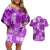 Hawaii Tapa Couples Matching Off Shoulder Short Dress and Hawaiian Shirt Hibiscus Mix Hawaiian Quilt Patches - Violet LT7 Violet - Polynesian Pride