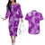 Hawaii Tapa Couples Matching Off The Shoulder Long Sleeve Dress and Hawaiian Shirt Hibiscus Mix Hawaiian Quilt Patches - Violet LT7 Violet - Polynesian Pride