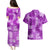 Hawaii Tapa Couples Matching Puletasi Dress and Hawaiian Shirt Hibiscus Mix Hawaiian Quilt Patches - Violet LT7 - Polynesian Pride