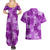 Hawaii Tapa Couples Matching Summer Maxi Dress and Hawaiian Shirt Hibiscus Mix Hawaiian Quilt Patches - Violet LT7 - Polynesian Pride