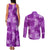 Hawaii Tapa Couples Matching Tank Maxi Dress and Long Sleeve Button Shirt Hibiscus Mix Hawaiian Quilt Patches - Violet LT7 - Polynesian Pride