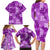 Hawaii Tapa Family Matching Long Sleeve Bodycon Dress and Hawaiian Shirt Hibiscus Mix Hawaiian Quilt Patches - Violet LT7 - Polynesian Pride