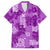 Hawaii Tapa Family Matching Long Sleeve Bodycon Dress and Hawaiian Shirt Hibiscus Mix Hawaiian Quilt Patches - Violet LT7 Dad's Shirt - Short Sleeve Violet - Polynesian Pride