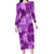 Hawaii Tapa Family Matching Long Sleeve Bodycon Dress and Hawaiian Shirt Hibiscus Mix Hawaiian Quilt Patches - Violet LT7 Mom's Dress Violet - Polynesian Pride