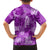 Hawaii Tapa Family Matching Off Shoulder Long Sleeve Dress and Hawaiian Shirt Hibiscus Mix Hawaiian Quilt Patches - Violet LT7 - Polynesian Pride