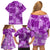 Hawaii Tapa Family Matching Off Shoulder Short Dress and Hawaiian Shirt Hibiscus Mix Hawaiian Quilt Patches - Violet LT7 - Polynesian Pride