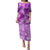 Hawaii Tapa Family Matching Puletasi Dress and Hawaiian Shirt Hibiscus Mix Hawaiian Quilt Patches - Violet LT7 Mom's Dress Violet - Polynesian Pride