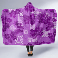 Hawaii Tapa Hooded Blanket Hibiscus Mix Hawaiian Quilt Patches - Violet LT7 - Polynesian Pride