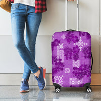 Hawaii Tapa Luggage Cover Hibiscus Mix Hawaiian Quilt Patches - Violet LT7 - Polynesian Pride