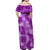 Hawaii Tapa Off Shoulder Maxi Dress Hibiscus Mix Hawaiian Quilt Patches - Violet LT7 - Polynesian Pride