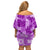 Hawaii Tapa Off Shoulder Short Dress Hibiscus Mix Hawaiian Quilt Patches - Violet LT7 - Polynesian Pride