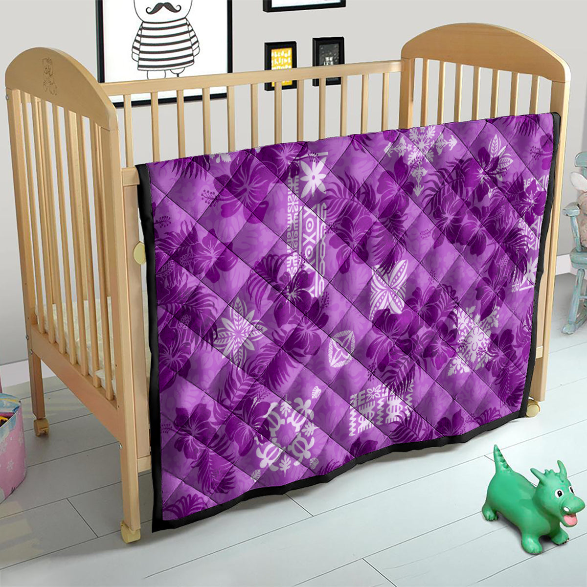 Hawaii Tapa Quilt Hibiscus Mix Hawaiian Quilt Patches - Violet LT7 - Polynesian Pride