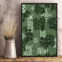 Hawaii Tapa Canvas Wall Art Hibiscus Mix Hawaiian Quilt Patches - Sage Green LT7 - Polynesian Pride