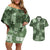 Hawaii Tapa Couples Matching Off Shoulder Short Dress and Hawaiian Shirt Hibiscus Mix Hawaiian Quilt Patches - Sage Green LT7 Sage Green - Polynesian Pride