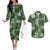 Hawaii Tapa Couples Matching Off The Shoulder Long Sleeve Dress and Hawaiian Shirt Hibiscus Mix Hawaiian Quilt Patches - Sage Green LT7 Sage Green - Polynesian Pride