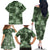 Hawaii Tapa Family Matching Off Shoulder Long Sleeve Dress and Hawaiian Shirt Hibiscus Mix Hawaiian Quilt Patches - Sage Green LT7 - Polynesian Pride