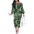 Hawaii Tapa Family Matching Off Shoulder Long Sleeve Dress and Hawaiian Shirt Hibiscus Mix Hawaiian Quilt Patches - Sage Green LT7 Mom's Dress Sage Green - Polynesian Pride