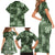 Hawaii Tapa Family Matching Short Sleeve Bodycon Dress and Hawaiian Shirt Hibiscus Mix Hawaiian Quilt Patches - Sage Green LT7 - Polynesian Pride