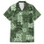 Hawaii Tapa Family Matching Short Sleeve Bodycon Dress and Hawaiian Shirt Hibiscus Mix Hawaiian Quilt Patches - Sage Green LT7 Dad's Shirt - Short Sleeve Sage Green - Polynesian Pride