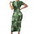 Hawaii Tapa Short Sleeve Bodycon Dress Hibiscus Mix Hawaiian Quilt Patches - Sage Green LT7 Long Dress Sage Green - Polynesian Pride