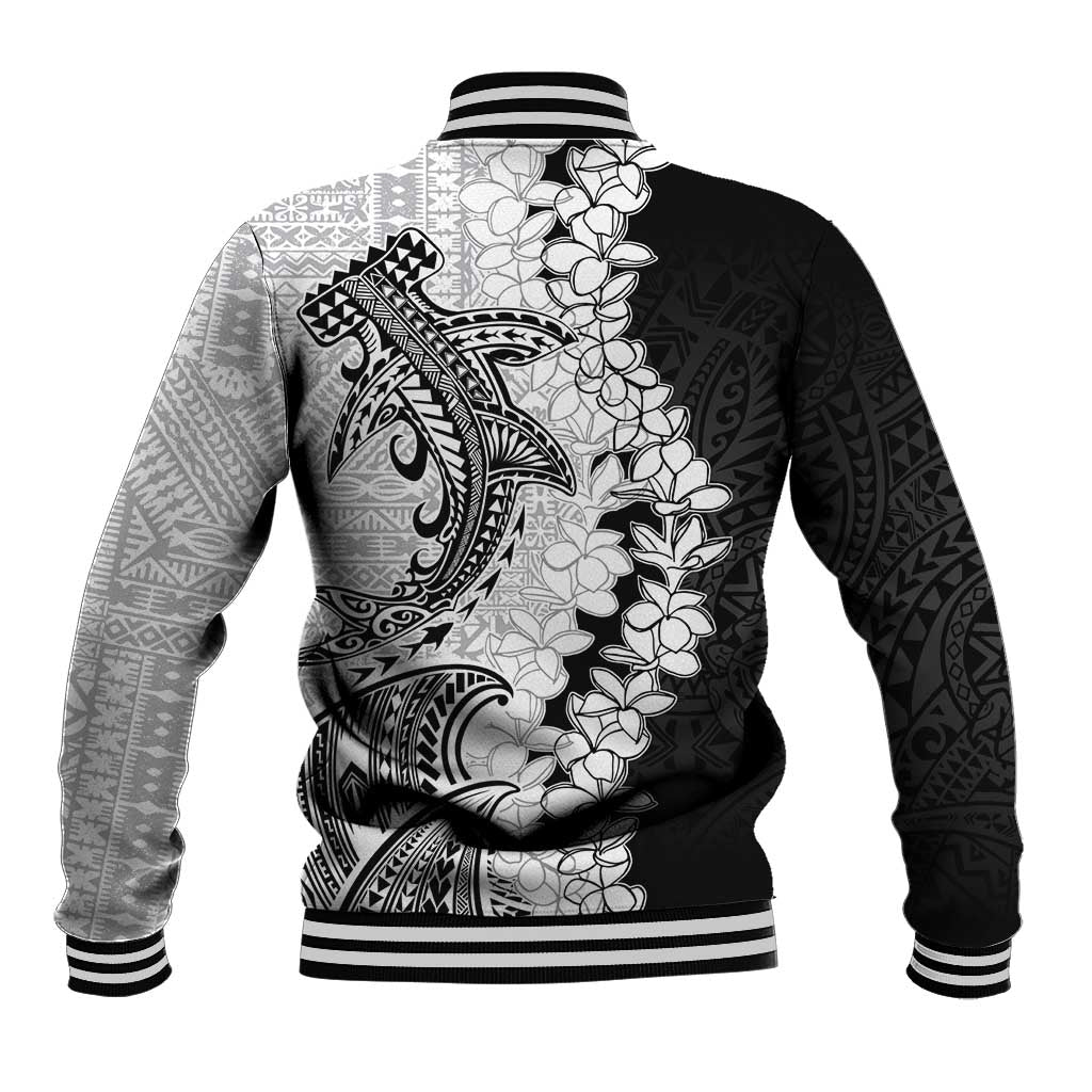 Polynesian Plumeria Lei Baseball Jacket with Hammerhead Shark LT7 - Polynesian Pride