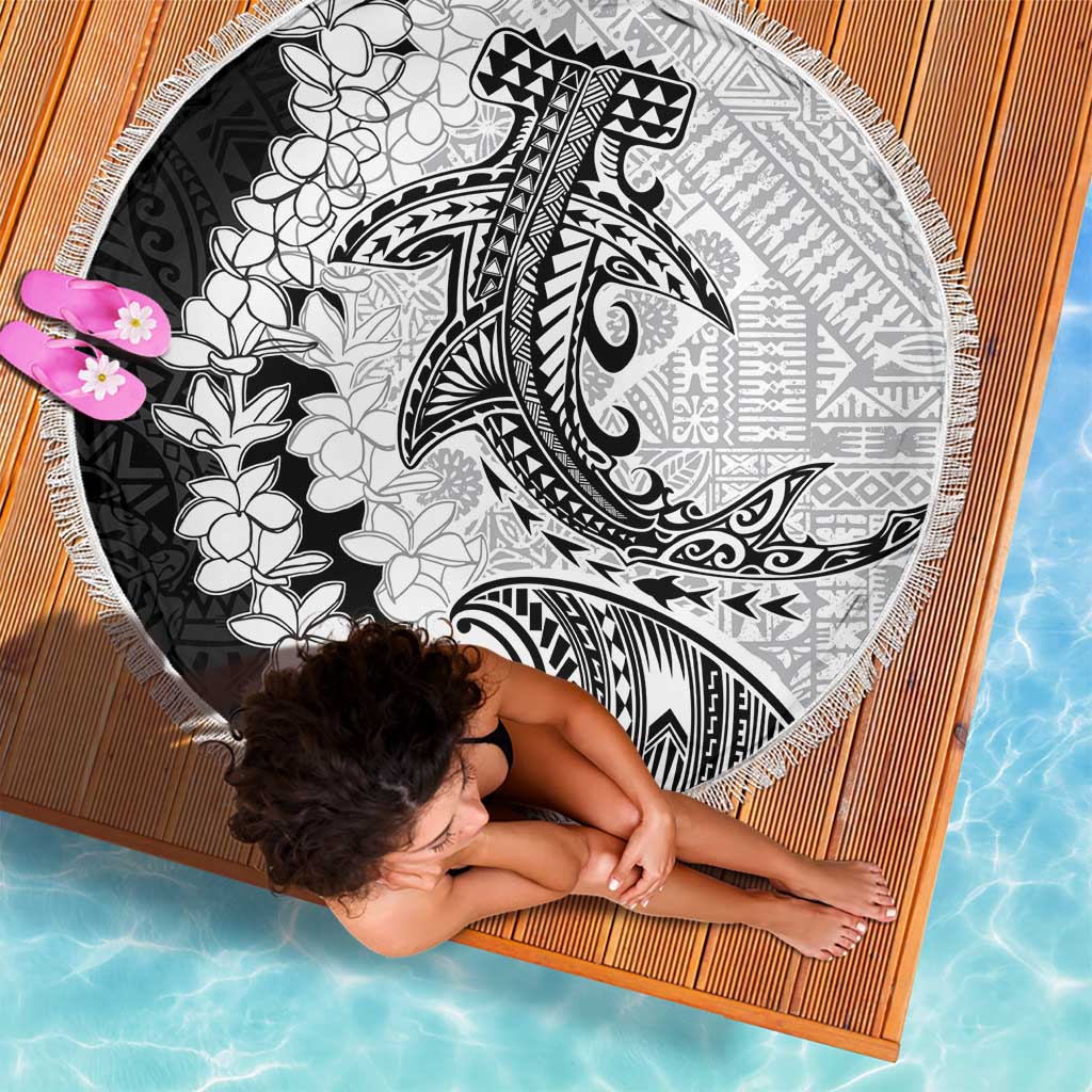 Polynesian Plumeria Lei Beach Blanket with Hammerhead Shark LT7 - Polynesian Pride