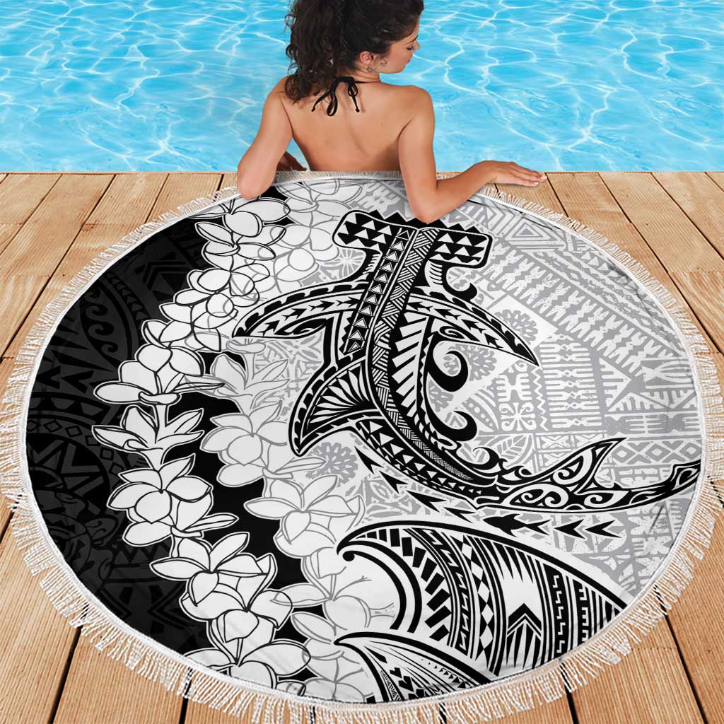 Polynesian Plumeria Lei Beach Blanket with Hammerhead Shark LT7 - Polynesian Pride