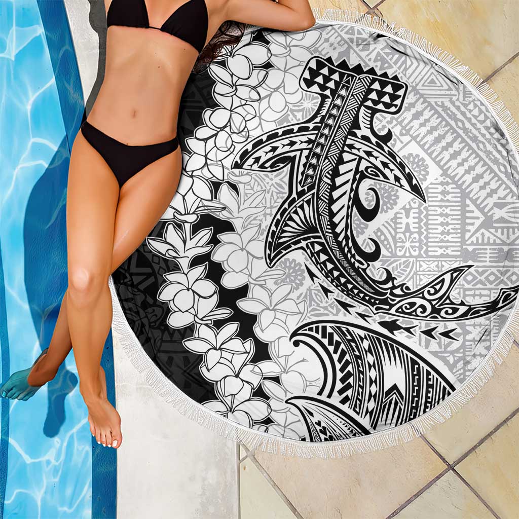 Polynesian Plumeria Lei Beach Blanket with Hammerhead Shark LT7 - Polynesian Pride