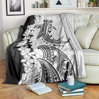 Polynesian Plumeria Lei Blanket with Hammerhead Shark LT7 Black - Polynesian Pride