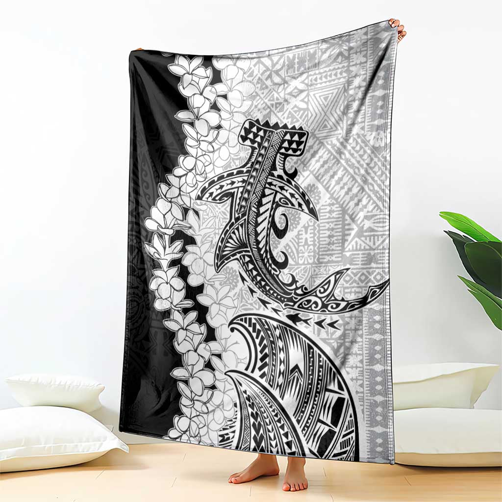Polynesian Plumeria Lei Blanket with Hammerhead Shark LT7 - Polynesian Pride