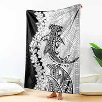Polynesian Plumeria Lei Blanket with Hammerhead Shark LT7 - Polynesian Pride
