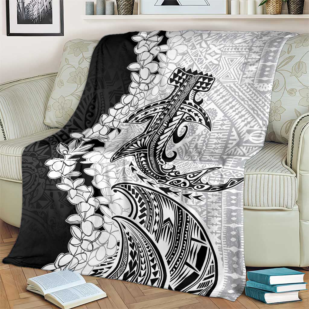 Polynesian Plumeria Lei Blanket with Hammerhead Shark LT7 - Polynesian Pride