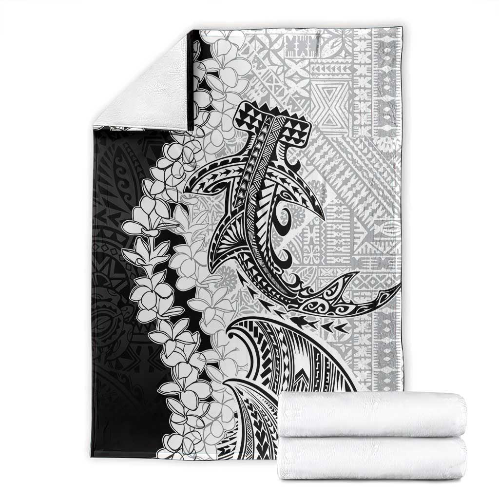 Polynesian Plumeria Lei Blanket with Hammerhead Shark LT7 - Polynesian Pride
