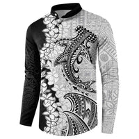 Polynesian Plumeria Lei Button Sweatshirt with Hammerhead Shark LT7 - Polynesian Pride