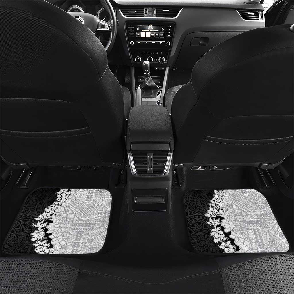 Polynesian Plumeria Lei Car Mats with Hammerhead Shark LT7 Set 2pcs - Back Black - Polynesian Pride