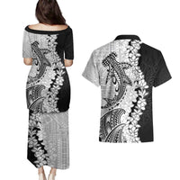 Polynesian Plumeria Lei Couples Matching Puletasi and Hawaiian Shirt with Hammerhead Shark LT7 - Polynesian Pride