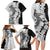 Polynesian Plumeria Lei Family Matching Long Sleeve Bodycon Dress and Hawaiian Shirt with Hammerhead Shark