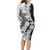 Polynesian Plumeria Lei Family Matching Long Sleeve Bodycon Dress and Hawaiian Shirt with Hammerhead Shark