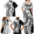 Polynesian Plumeria Lei Family Matching Off Shoulder Maxi Dress and Hawaiian Shirt with Hammerhead Shark