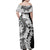 Polynesian Plumeria Lei Family Matching Off Shoulder Maxi Dress and Hawaiian Shirt with Hammerhead Shark