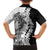 Polynesian Plumeria Lei Family Matching Off Shoulder Short Dress and Hawaiian Shirt with Hammerhead Shark