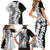 Polynesian Plumeria Lei Family Matching Short Sleeve Bodycon Dress and Hawaiian Shirt with Hammerhead Shark