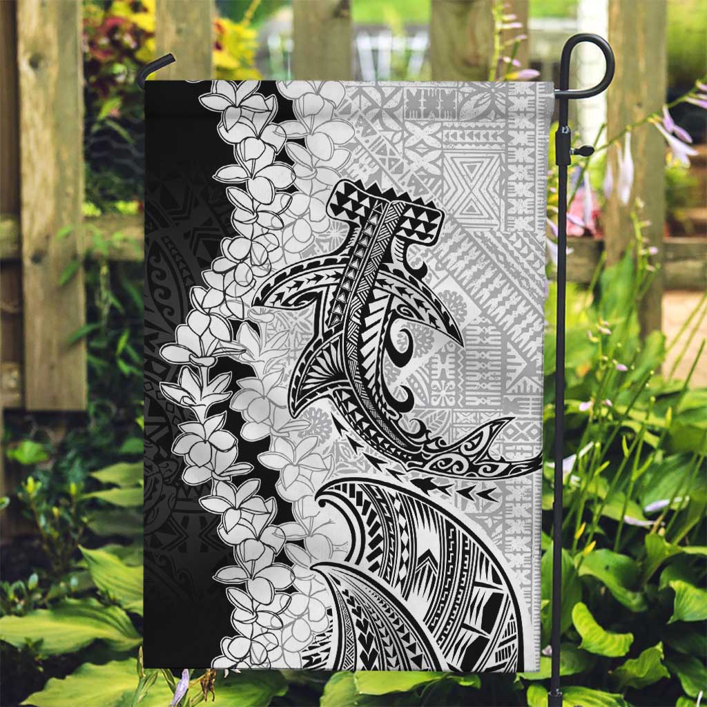 Polynesian Plumeria Lei Garden Flag with Hammerhead Shark LT7 Garden Flag Black - Polynesian Pride